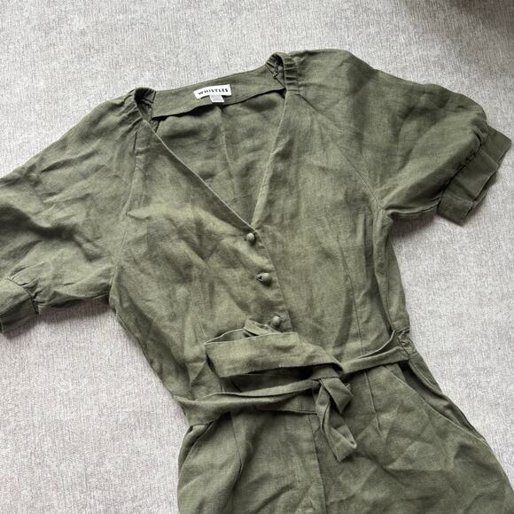 Whistles Olive Green Linen Jumpsuit - Picture 2 of 4